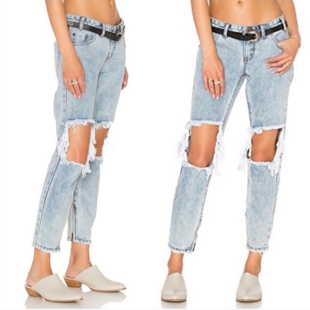 One Teaspoon Freebirds Jeans Distressed Low Rise Blue